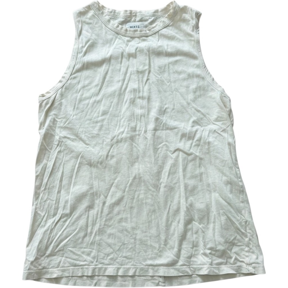 MATE the Label Organic Cotton Muscle Tank Top Cream Bone Size M Made in LA